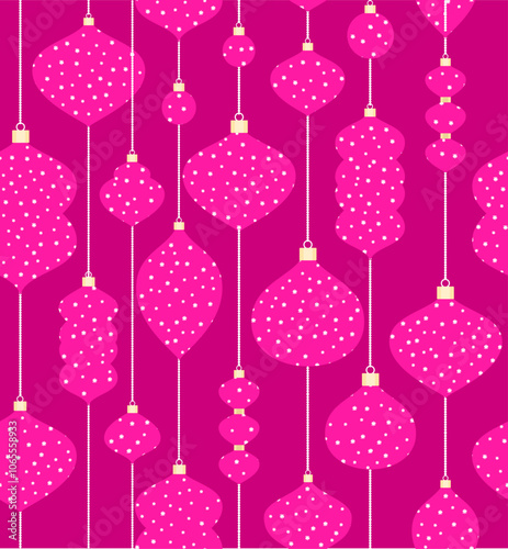 Christmas ornaments, baubles, christmas balls - seamless vector pattern