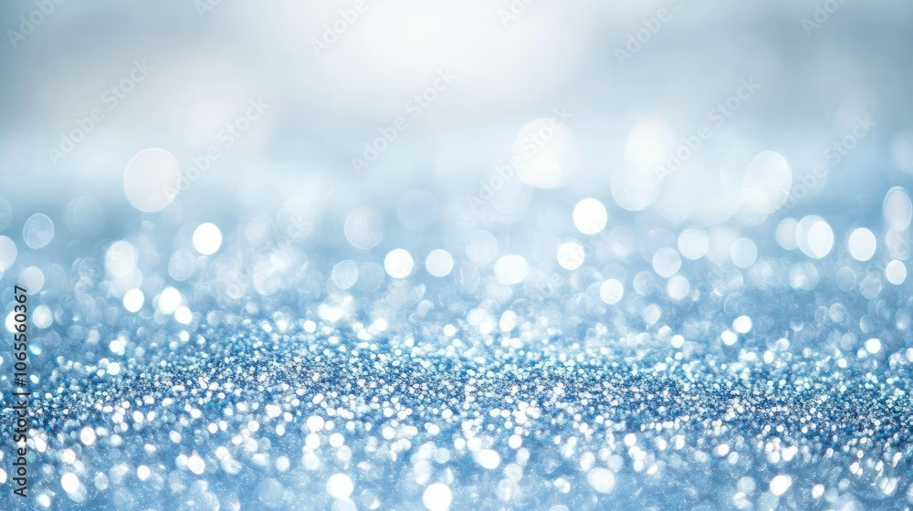 Fototapeta premium Shimmering light blue bokeh with sparkling glitter, perfect for Christmas or New Year themed backgrounds