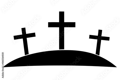 Three Crosses on a Hill | isolated vector illustration on white background