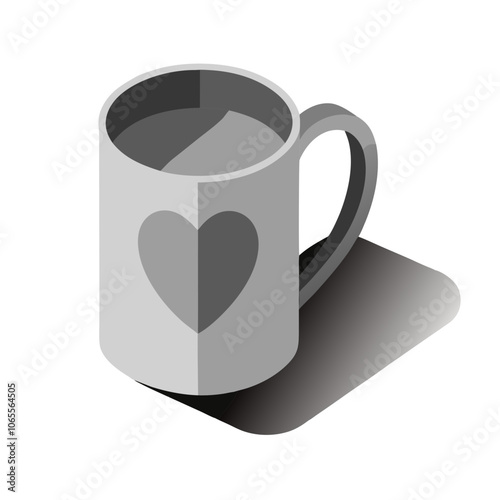 3D Heart Shape Mug Vector Design. photo