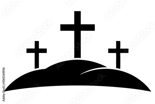 Three Crosses on a Hill | isolated vector illustration on white background