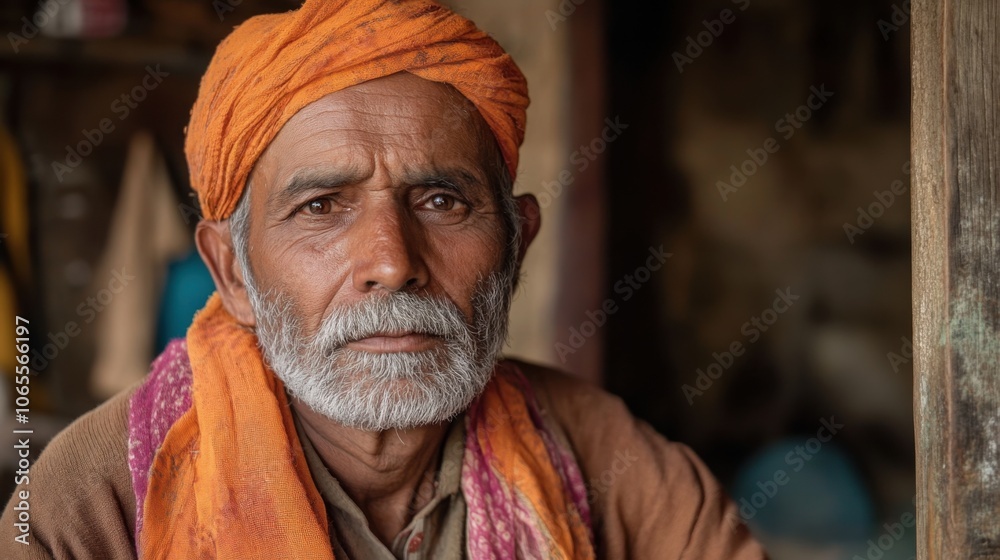 Fototapeta premium He immersed himself in the local heritage, learning stories from village