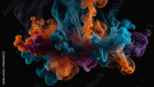 colored smoke on a black background