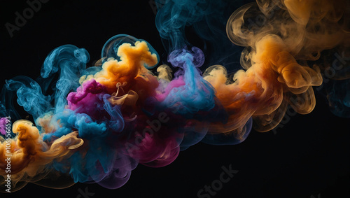 colored smoke on a black background