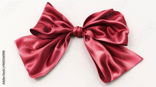 Red Silk Bow: A Festive Gift Wrapping Detail