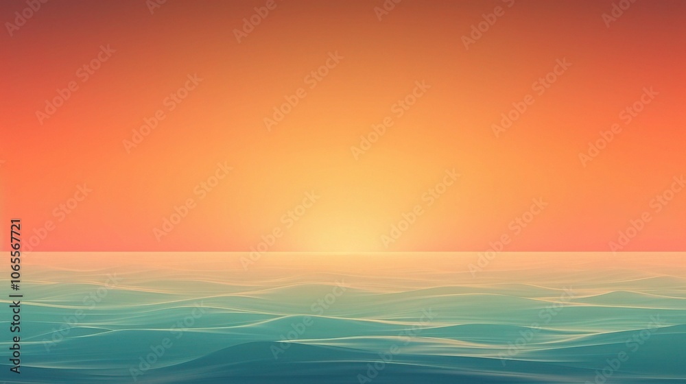 Fototapeta premium Warm Sunset Ocean Gradient Background