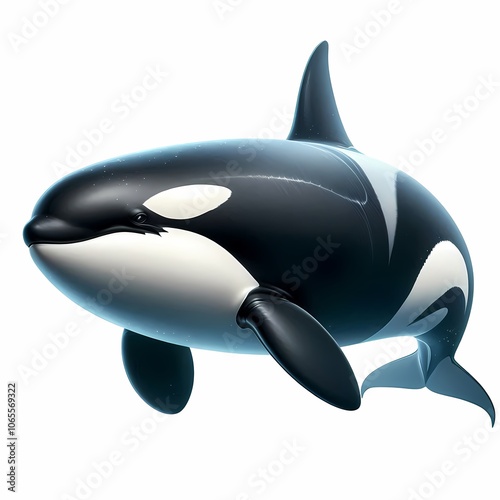 The image features a killer whale (orca) on a white background, with a transparent PNG background.