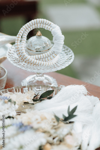 Auspicious thread worn on the head for Thai weddings