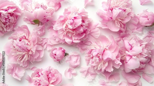 Wallpaper Mural Pink Peonies Floral Arrangement - Delicate Flowers on White Background Torontodigital.ca