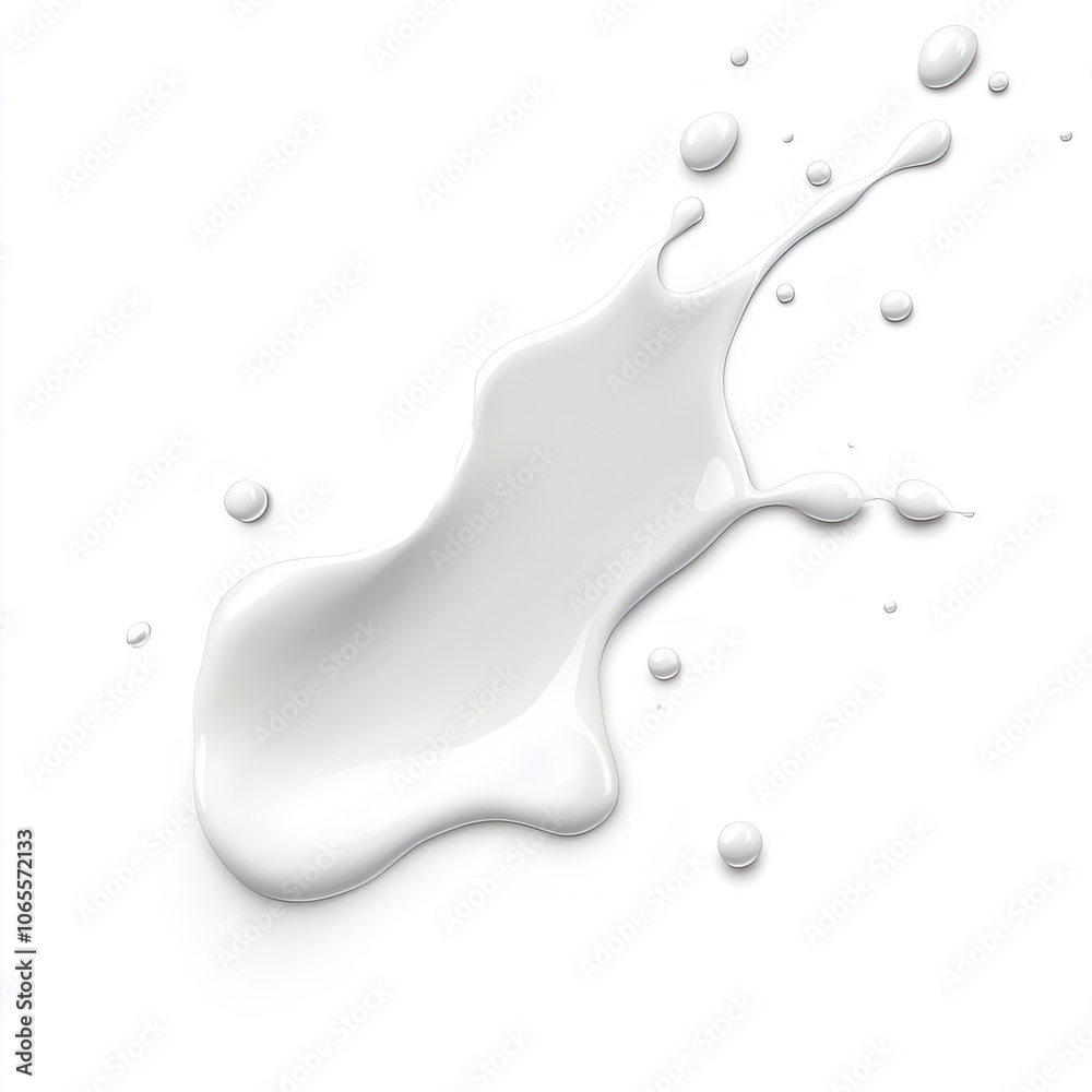 Fototapeta premium White Liquid Splash with Droplets on a White Background