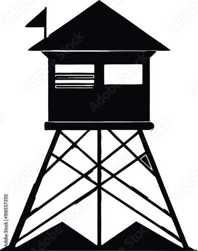 camping tower, lifeguard tower  silhouette vector illustration