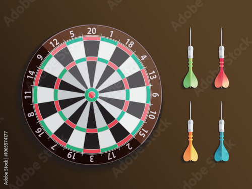 Dart A001 Set of Dart and Dart board shows a interesting sport vector illustration graphic EPS 10
