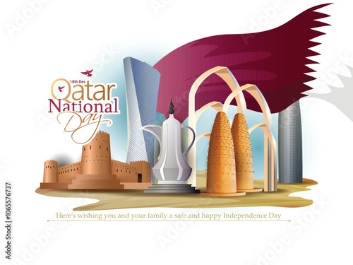 creative celebration Vector Illustration Qatar National Day (December 18th)  photo