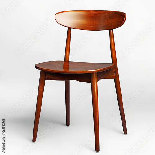 Mid-Century Modern Wooden Dining Chair with Curved Back photo