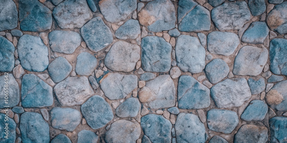 Obraz premium A Close-Up View of a Cobblestone Path Constructed with Smooth, Rounded Stones, Their Natural Texture and Color Variations Creating a Rustic and Intricate Design