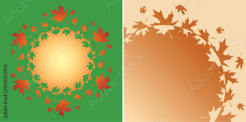 Obraz na płótnie autumn maple leaves. vector frames on gradient backgrounds w salonie