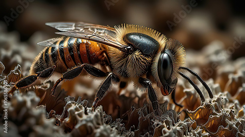 Detailed Close-Up of a Honeybee Structure photo