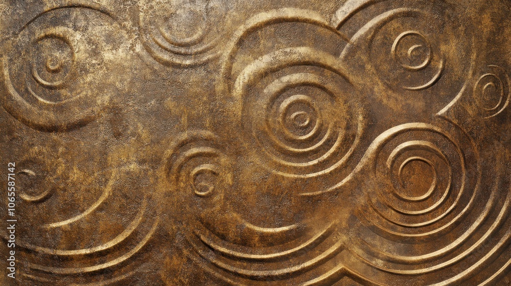 Obraz premium Top view of engraved concrete texture with intricate patterns carved into the surface for visual interest