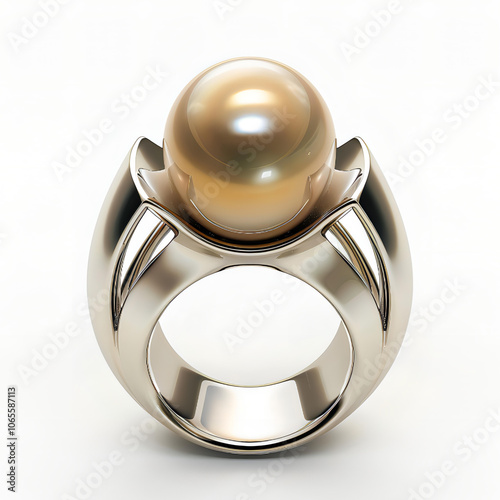 Elegant Golden South Sea Pearl Ring in a Modern Floral Setting photo