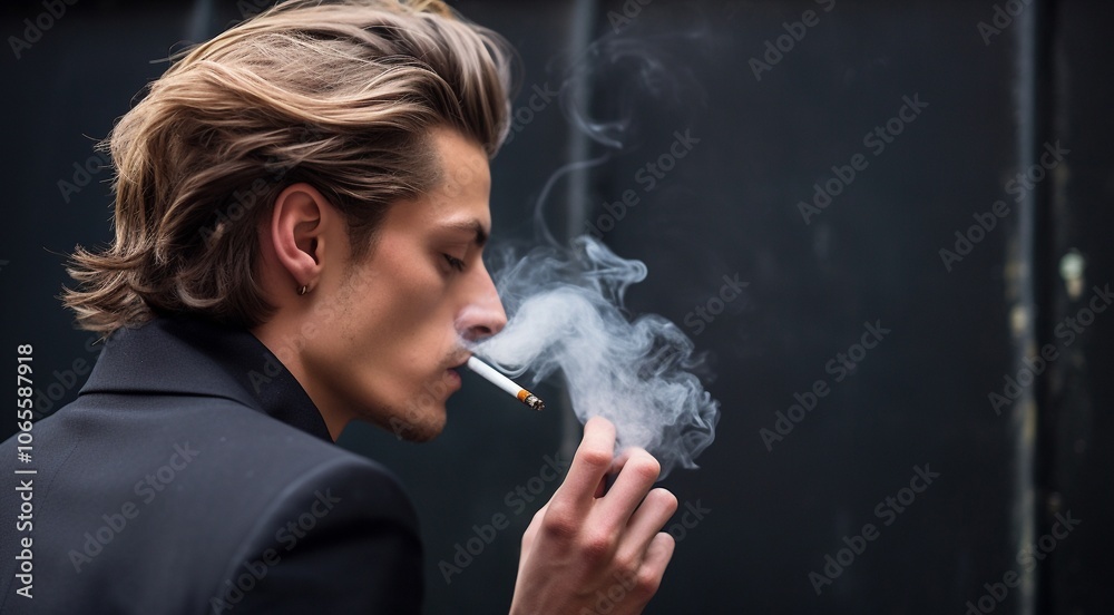 Obraz premium handsome young man smocking cigarette