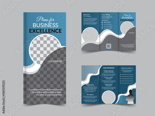 Modern and Creative vector corporate layout business trifold brochure template design.