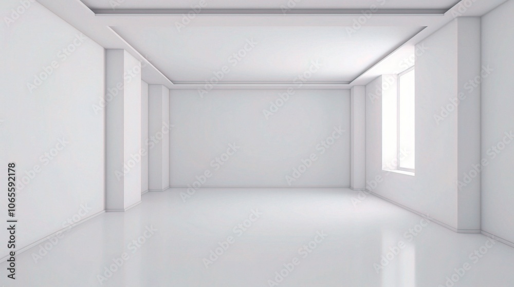 Fototapeta premium Minimalist White Room with Clean Gray Gradient Background