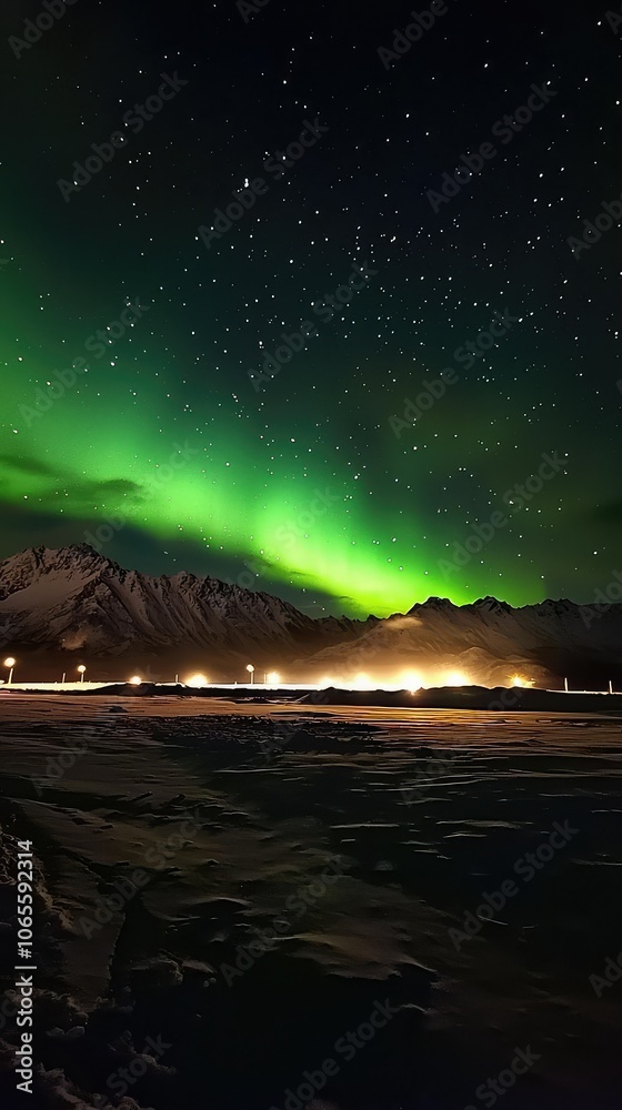Obraz premium Captivating Aurora Borealis Over Snowy Landscape