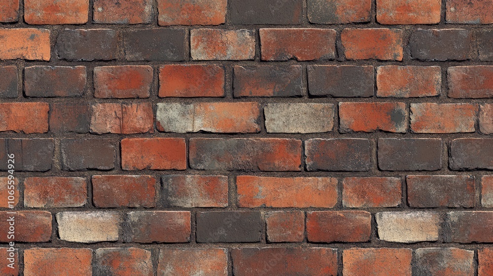 Obraz premium A seamless brick wall texture pattern with realistic red and brown bricks, giving an urban and industrial feel ideal for architecture, interior design, or gritty background applications