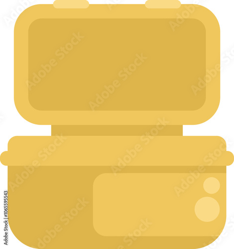 Empty yellow lunchbox is open, waiting to be filled with a delicious meal