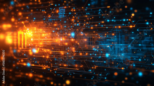 Wallpaper Mural Abstract Digital Pathways With Glowing Lights In Motion: A Dynamic Composition Of Vibrant Streaks And Particles Creating A Futuristic, High-Tech Flow Of Data Torontodigital.ca