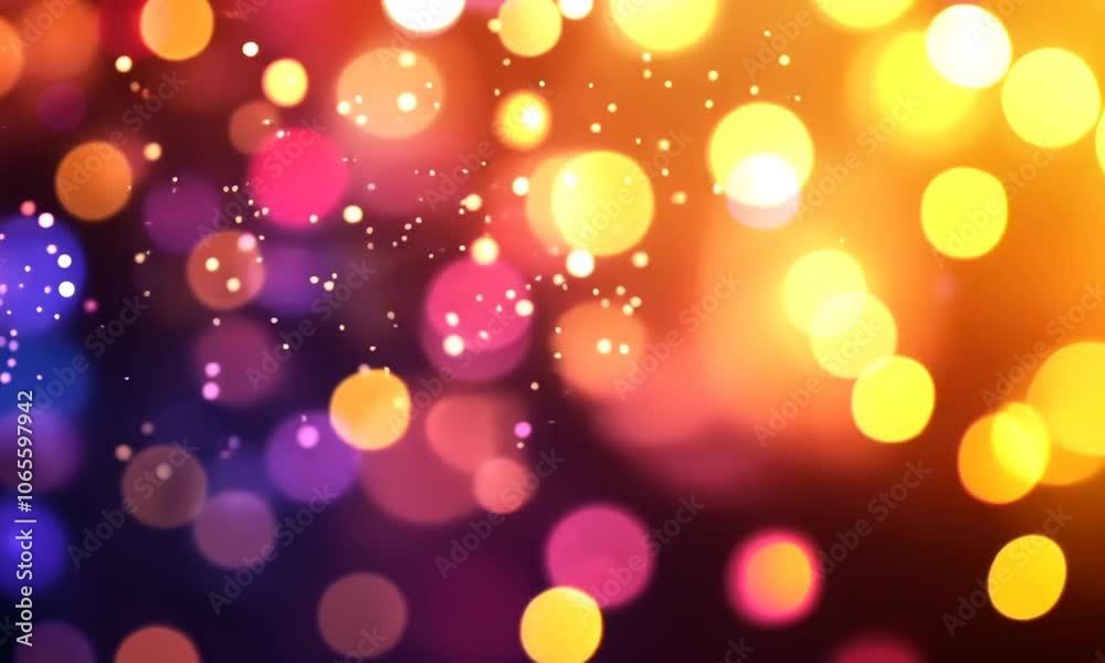 Abstract background of pink and blue bokeh lights with sparkle.