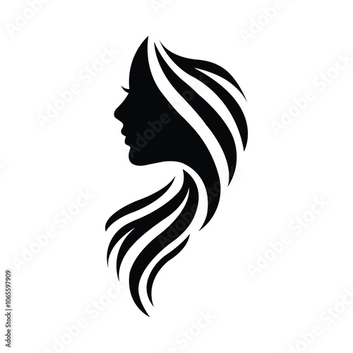 Beauty long hair woman logo silhouette vector