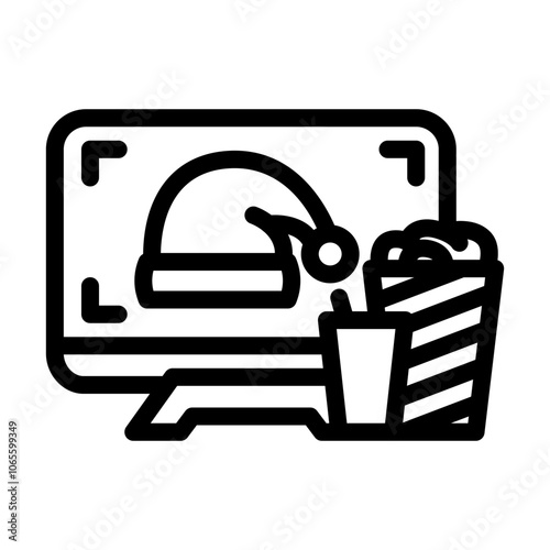 watching holiday movies line icon vector. watching holiday movies sign. isolated contour symbol black illustration