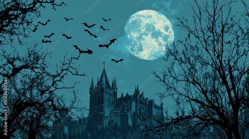 Fototapeta premium Haunted house. Halloween decoration element.