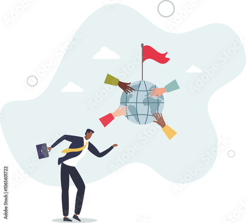 Unity in diversity and ethnic global society inclusion.Various racial and social groups acceptance for business .flat characters.