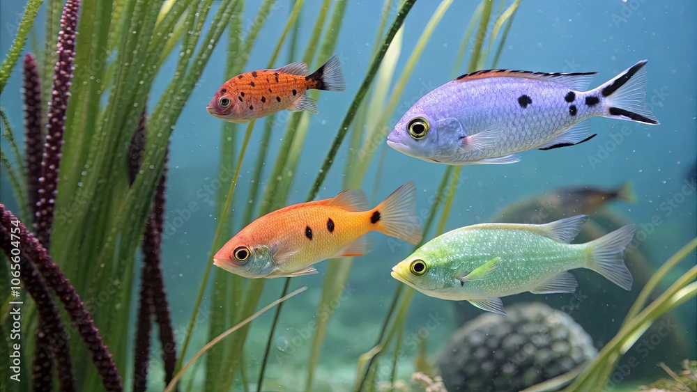 Colorful Fish in Vibrant Aquatic Environment Colorful Fish in Vibrant Aquatic Environment