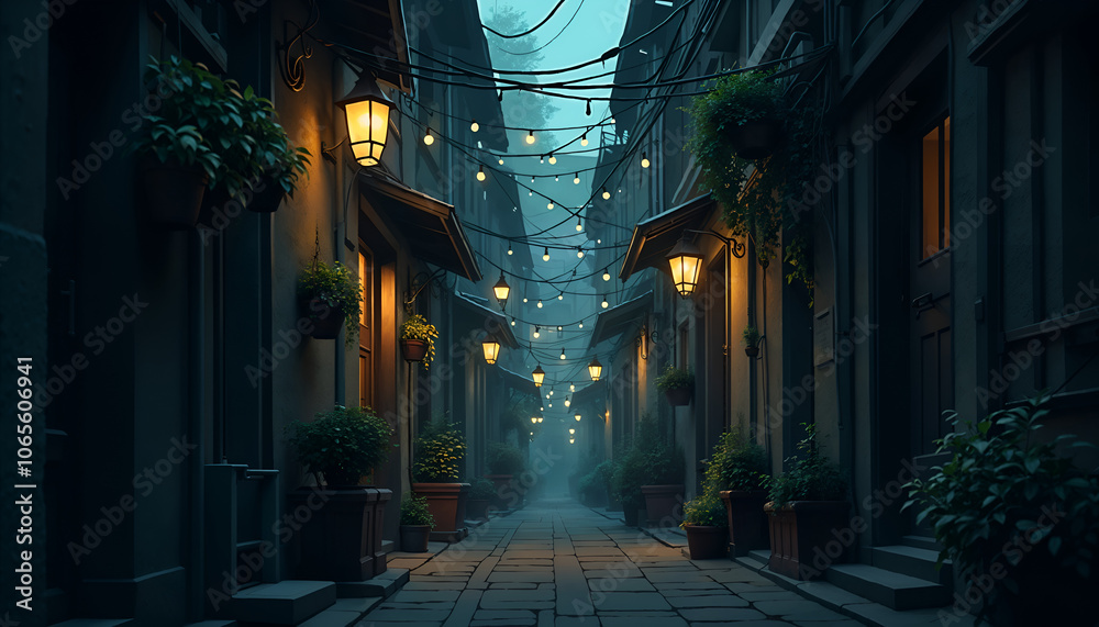 Fototapeta premium a street with lights that say night