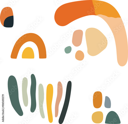 Abstract Boho Geometric Shapes Collection in Earth Tones – Minimalist Modern Aesthetic Illustration for Prints, Digital Design, and Home Decor