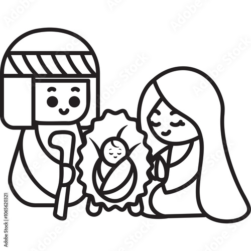 Nativity scene  figurines outline