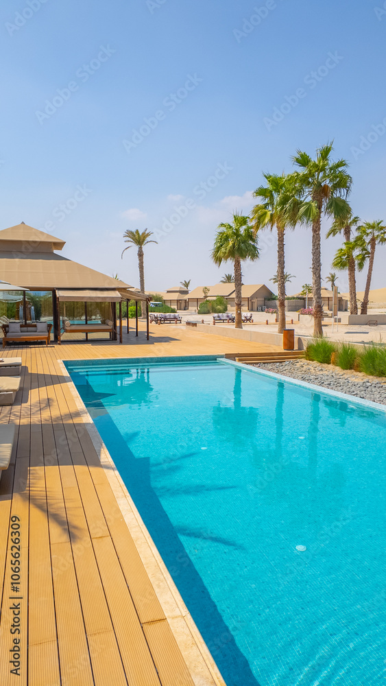 Fototapeta premium Desert resort with pool in Qatar.