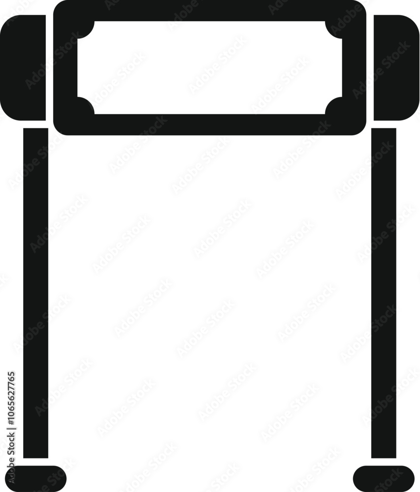 Obraz premium Simple black and white vector icon representing a blank road sign, ideal for transportation, travel, and road related projects