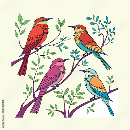 Creative Collection of various Bird's Illustration Design