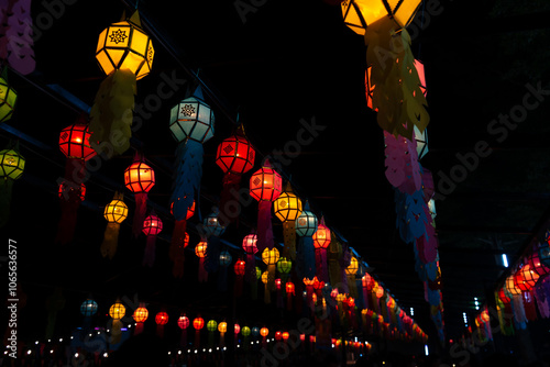 Northern Thai style lamp in many colors