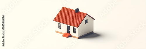 A realistic miniature house, dream house concept, real estate concept, tiny house, banner
