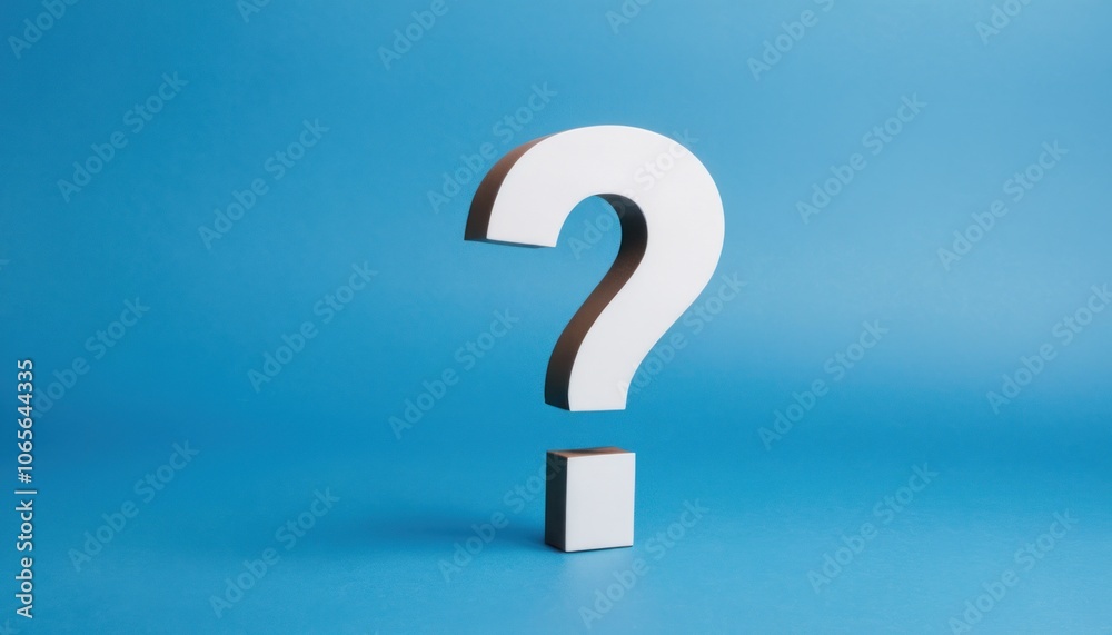 A Large Question Mark Symbol on a Light Blue Background, Inviting Curiosity and Inquiry A Large Question Mark Symbol on a Light Blue Background, Inviting Curiosity and Inquiry