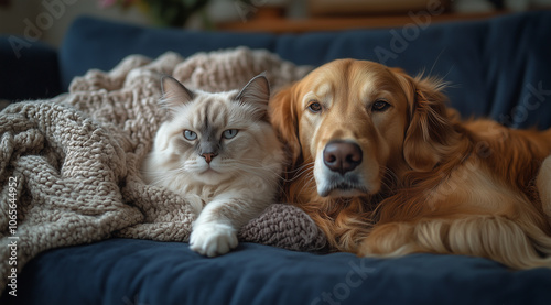 Wallpaper Mural Peaceful Pet Relaxation in Cozy Living Room - Generative AI Torontodigital.ca