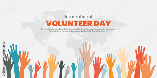international volunteer day. international volunteer day creative banner, poster, social media post, background, greetings card, backdrop, template design etc.