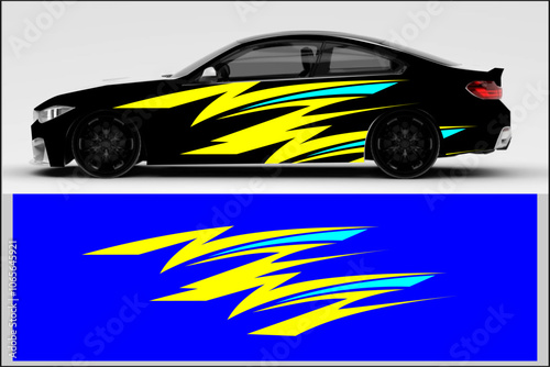 Car wrap vector design with unique line pattern and bright color combination