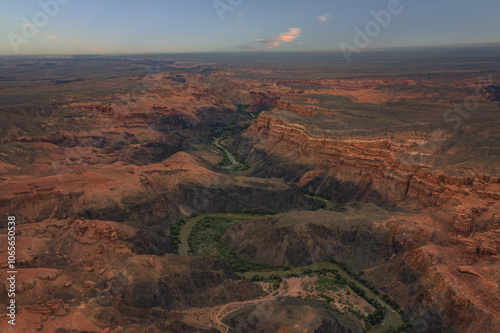 Aerial View of Charyn Canyon in Almaty Region, Kazakhstan photo