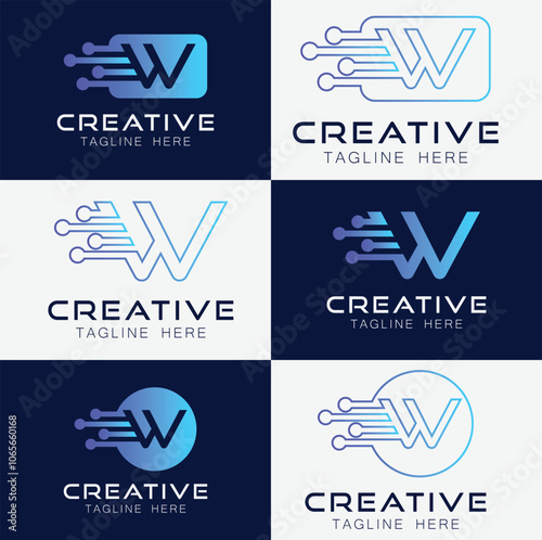 Artificial intelligence with letter W network technology Analysis logo vector design concept. AI technology logotype symbol for advance technology, tech company, online network, new tech, identity
